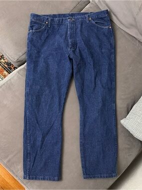 Wrangler 13MWZ Cowboy Cut Jeans Mens 42x30 Blue Denim Straight Leg High Rise